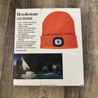 Brookstone Led Beanie Hat - Orange Knit Cap With Built-in Headlamp - One Size