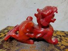 Chinese Hand Carved Jade Beasts  Red Jade Pixiu Statue