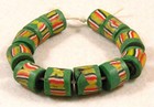 12 Old Venetian Multicolor Banded Millefiori Glass Barrel African Trade Beads