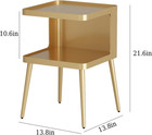 Gold Nightstand With Storage  2 Tier Small End Tables Bedroom  Modern Side Table