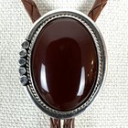 Stunning Vintage Navajo Red Carnelian Sterling Silver Bolo Tie Signed H  Wood