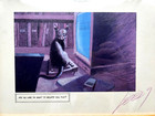 Vtg Jeff Leedy Signed Framed Print  are You Sure    Delete This File   Cat  1997