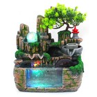 Indoor Tabletop Water Fountain Rockery Waterfall Decor  Home Led Resin Ornament