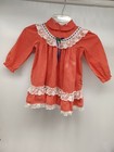 Vtg Toddler Girl Dress Ruffle Lace Polkadot Red White Polka Dot Long Sleeve 3t