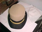 Vintage Usn  Officers  Women   s bucket  Hat Sz 23 1 2  both Covers Tan   White 