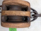 Wi Barn Antique Primitive Small Cast Iron Wood Pulley Western  Block   Tackle Aq