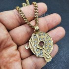 Iced Gold Plated Rocafella Cubic Zirconia Pendant 18    24  Cuban Chain Necklace