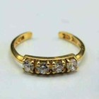 Womens 4 Stone Toe Ring Round Cut Natural Moissanite Yellow Gold Plated Silver