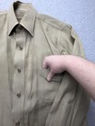 Vintage 1950s Us Army M-1949 Khaki Cotton Poplin Shirt Stand Up Collar Large