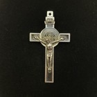Vtg Large 3  Silver Tone St  Benedict Crucifix Cross Gold Tone Religious Medal