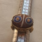 Extremely Rare Ancient Roman Bronze Ring Multicolor Stone Old Antique Artifact