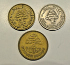 Lebanon 10 Piastres 1955 1961  25 Piastres 1952  3 Coins