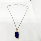 Vtg Blue Chalcedony Lapiz Look Necklace 925 Sterling Silver Gold Plated Jewelry