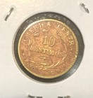 1947 s  Costa Rica 10 Centimos Brass Coin-18mm-km 180