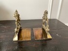 Pair Antique English Victorian Solid Brass Expandable Bookends Lion   Unicorn 