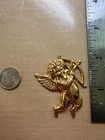 Vintage Raw Brass Cupid Cherub With Bow Arrow Stamping 50mm High Relief Nos Find