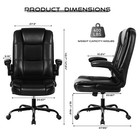 Big   Tall Leather Office Chair Flip-up Armrests Lumbar Support Heavy Duty Black