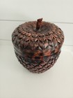Vintage Acorn  apple Shaped Wicker Woven Bamboo Art Basket With Lid