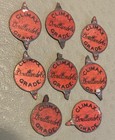 Lot Of 8 Antique Climax Grade P  Lorillard Co  Red   Black Tin Tobacco Tag