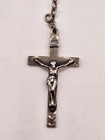 Vintage Sterling Silver Catholic Rosary With Black Beads 