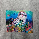Hanes Lisa Frank Seal Pup Graphic Sweatshirt Size M Gray Pullover Retro Rainbow