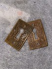 Antique Pair Of Corbin Ceylon  Fancy Victorian  Eastlake Brass  Keyhole Covers