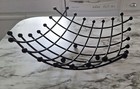 Vintage Mid Century Modern Black Atomic Sputnik Metal Fruit Bowl 12x12 