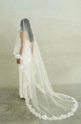 Wedding Veil Veil Double 2 Layer Lace Trim  Blusher With Lace Edge