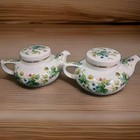 A Pair Of Vintage Andrea By Sadek Porcelain Teapots With Berry And Ivy Pattern