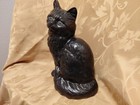 Antique Hubley Cast Iron Black Cat Door Stop Original Paint