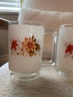      Vintage Set Of 4 Ski Plastic Footed Floral Mugs