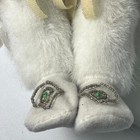 Vintage Native American Porcelain Doll 22  White Feather Dress Beaded Outfit