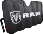 003860r01 Ram Logo Black Matte Finish Front Windshield Accordion Sunshade