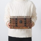 Wooden Treasure Chest Storage Box Vintage Trunk Hinged Lid Keepsake Organizer Us