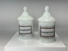 Pair Vintage Milk Glass Pharmaceutical Apothecary Jars    celestone - Mid Century