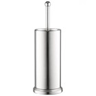 Chrome Toilet Brush Holder Set With Lid For Tall Toilet Cleaning Bowl 13 5 Inch