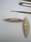 Tatting Shuttle Lot Antique  Celluloid French Needles Mini Crochet Hooks