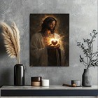 Jesus Sacred Heart Portrait Canvas Wall Art  Christian Poster  Spiritual Decor