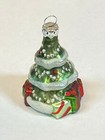 Christmas Tree Holiday Ornament With Presents Small Decoration Green Blown Glass