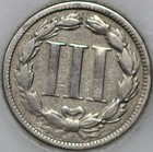 1870-p Three Cent Piece  Copper nickel over 100 Years Old  sn02 