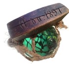 Antique B v  Biri Glass Fishing Float Ornate-font Original Hempnet 1897owner Tag