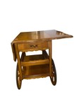 Mid-century Drop Leaf Mahogany Tea Serving Cart W  Glass Detachable Serving Tray