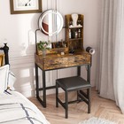 Makeup Vanity With Led Lights 3 Color Power Outlet 2 Drawers Sturdy Metal Leg