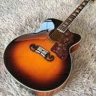 Custom J-200 Ec Studio Acoustic Electric Guitar Vintage Sunburst With Pickups