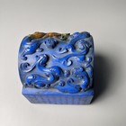 4   China Lapis Lazuli Carved Dragon Loong Inscription Statue Seal Stamp Signet