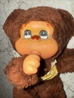 Vintage Thumb Sucking Bear Plush Stuffed Animal Rubber Face Hands Bib 9 In Brown