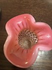 Vintage Fenton 4    Hobnail Pink Cranberry Opalescent Vase With Ruffled Rim