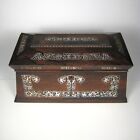 Mother Of Pearl Inlaid Rosewood Tea Caddy Vintage Victorian Antique Read