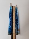 Set Of 2 Vintage Lucite Taper Candles Blue With Silver Metallic Flakes 8  Mcm