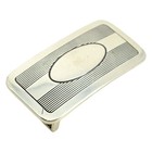 Vintage Western Trophy Belt Buckle Rectangular Blank Oval Engine Turned Silver